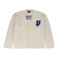White Intarsia Knit Logo Cardigan