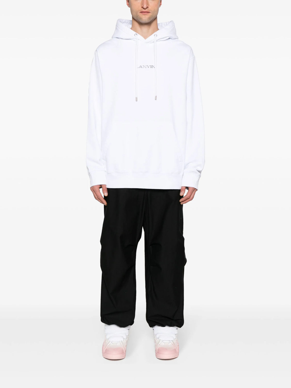Lanvin Paris Loose Fit Logo Hoodie in White