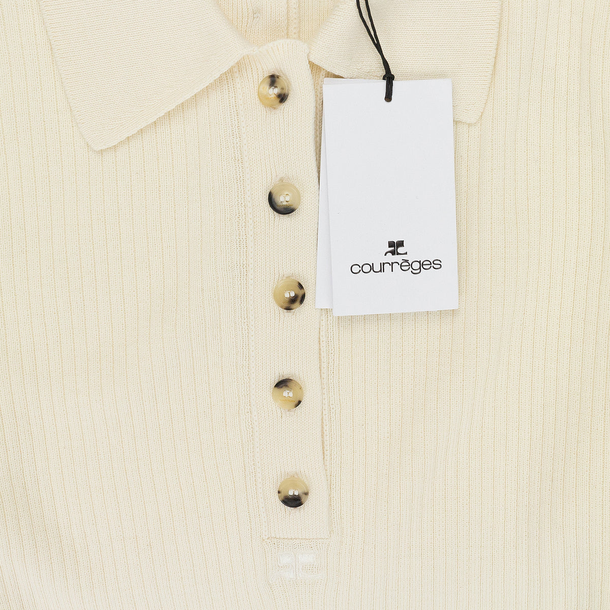 NATURAL MULTI-BUTTON LIGHT WOOL POLO SHIRT
