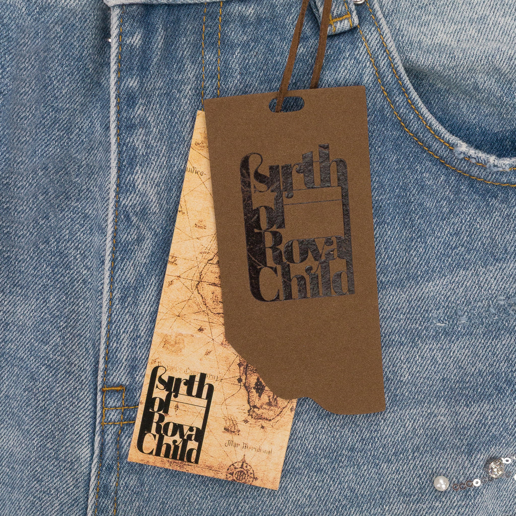 BLUE FIREWORKS WASH DENIM STRAIGHT-FIT JEANS