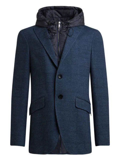 ETRO herringbone removable-hood jacket