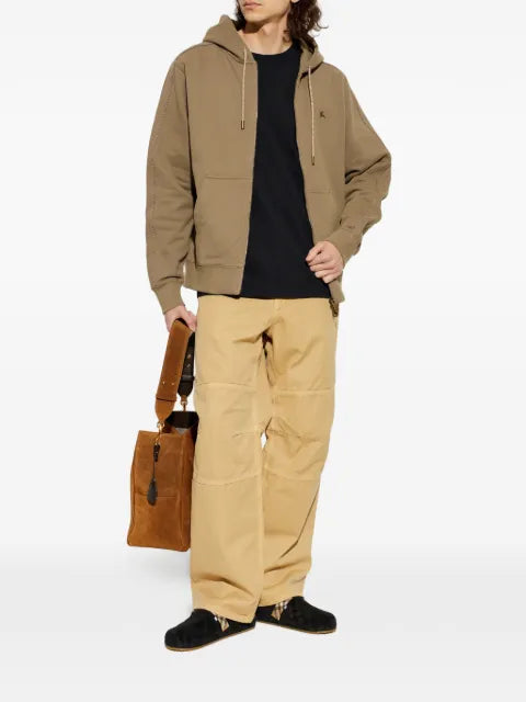 Burberry logo-embroidered zip-up hoodie