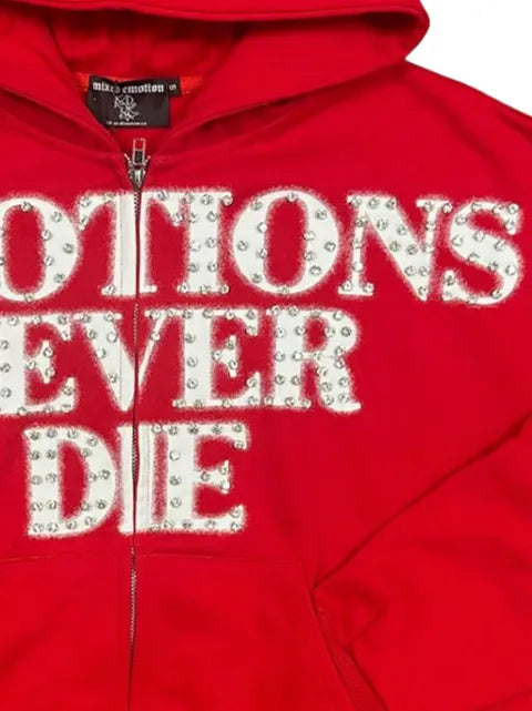 Mixed Emotion rhinestone-embellished zip-up hoodie