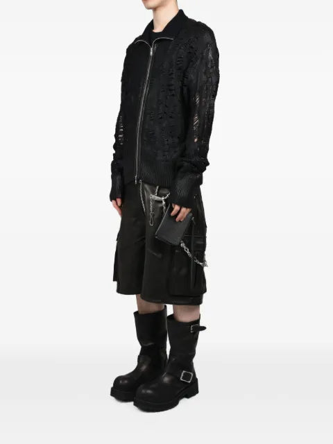 FILTH distressed zip-up cardigan
