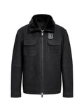 Poche Paris shearling-collar pocket-detail jacket