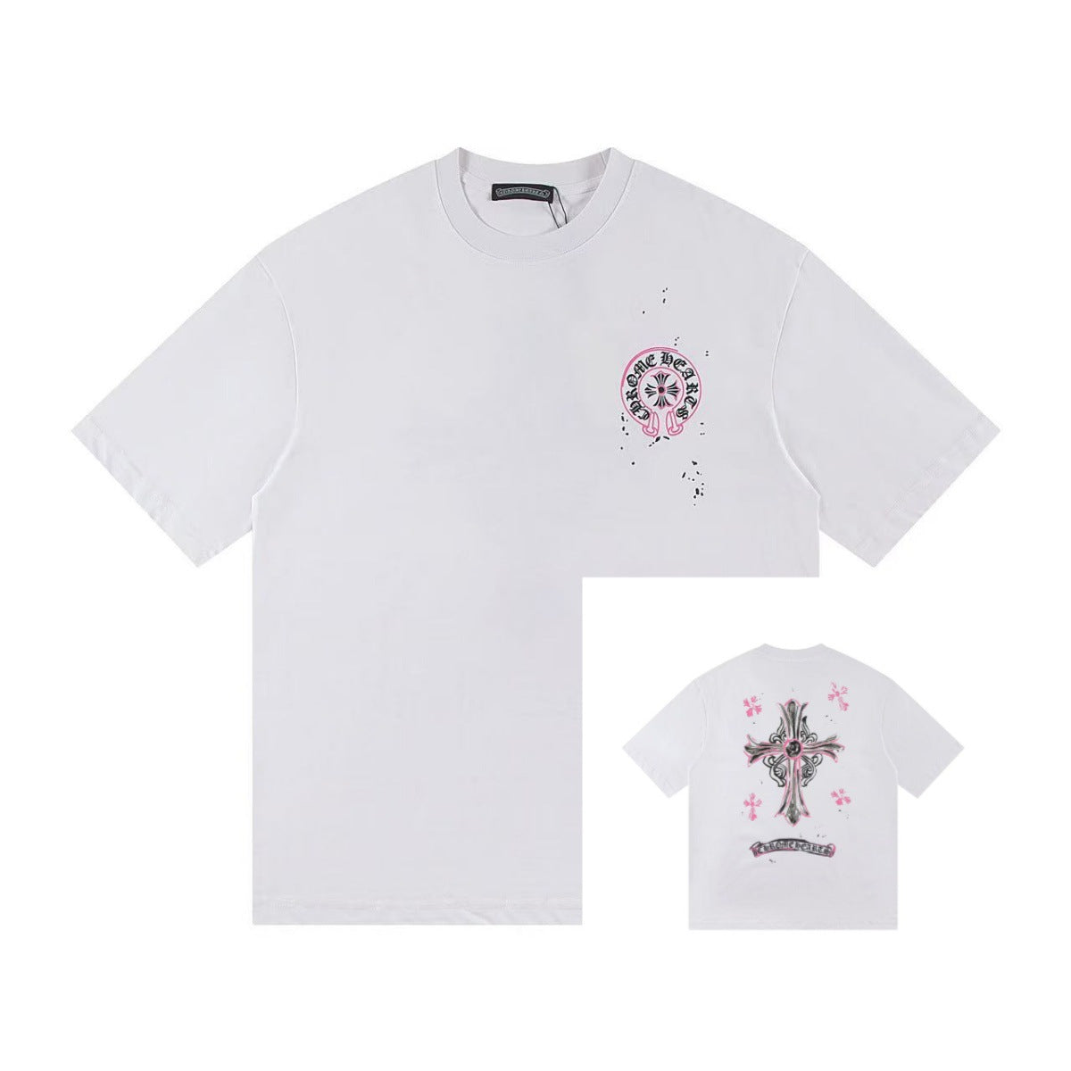 Chrome Hearts Color Sanskrit Cross Horseshoe Print Short Tee Unisex
