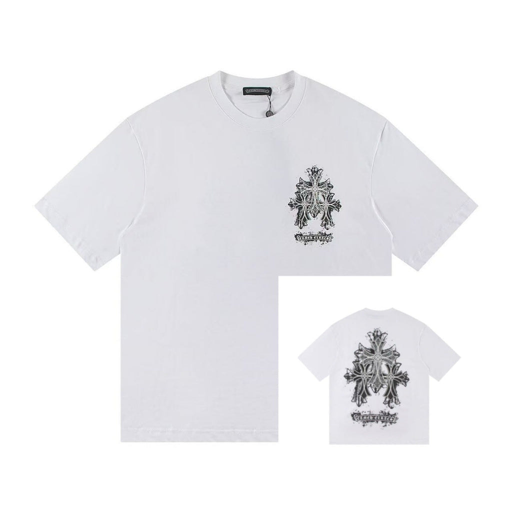 Chrome Hearts Color Sanskrit Cross Horseshoe Print Short Tee Unisex