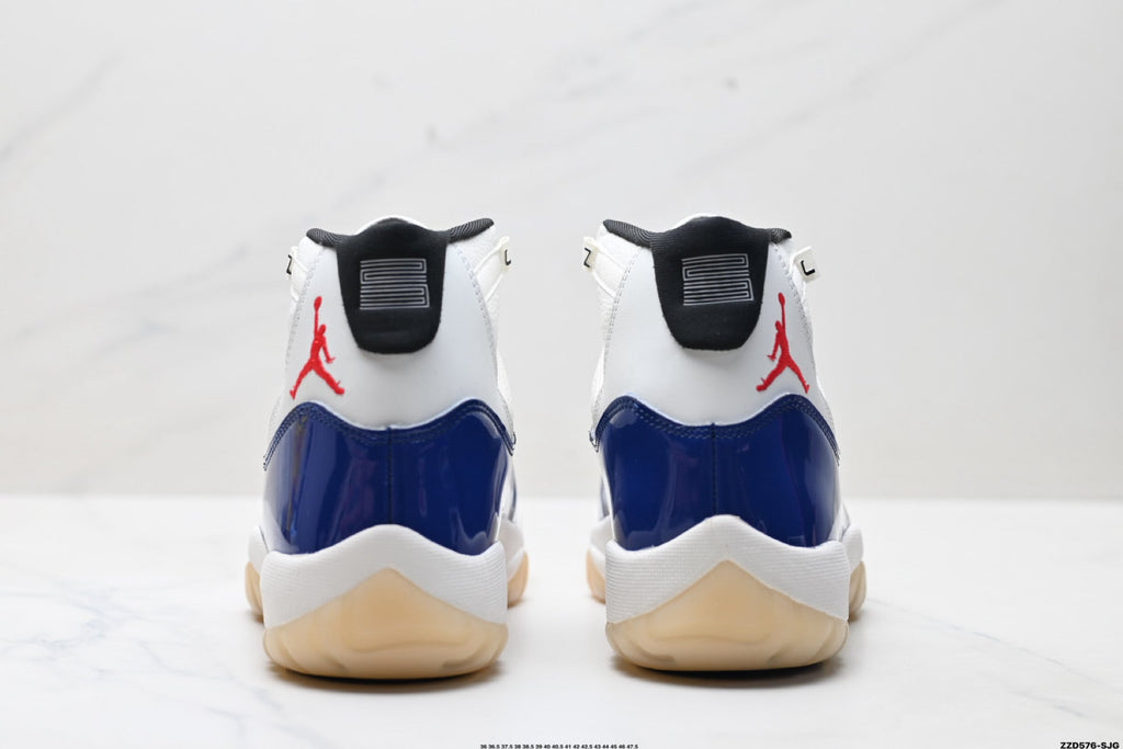 Air Jordan 11 Retro White Navy and Red Unisex Sneakers Style 10