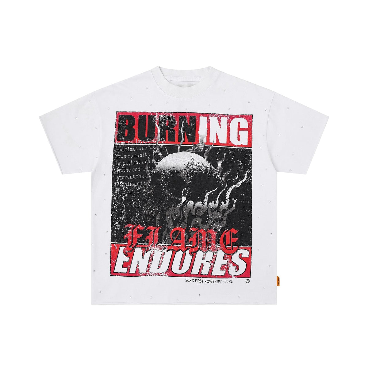 FIRST ROW Burning Flames Cropped Graphic T-Shirt