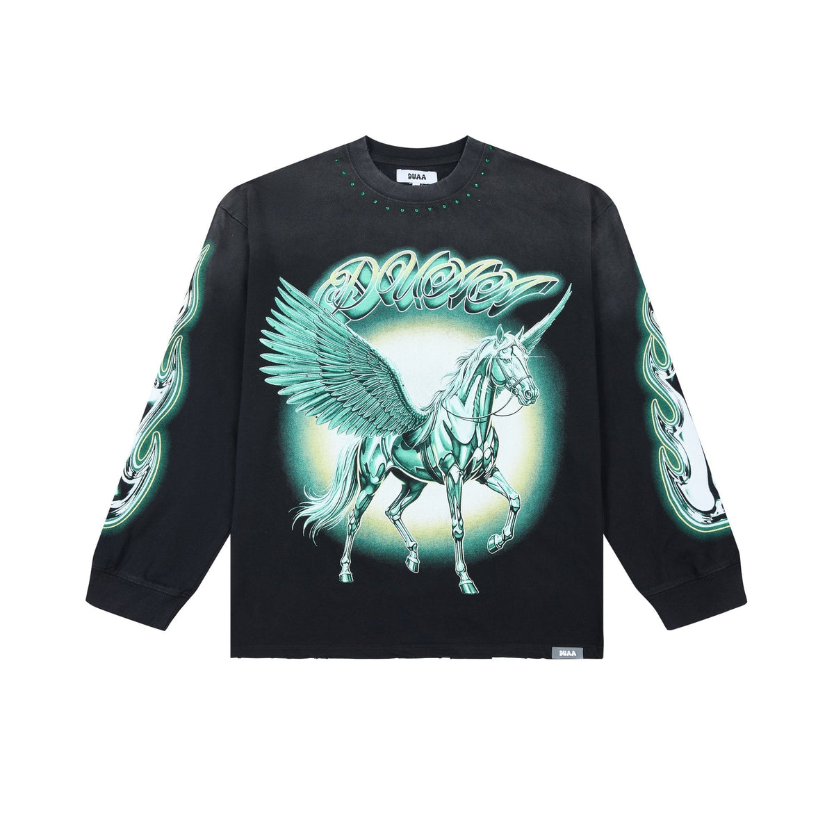 DUAA Pegasus Rhinestone Long-Sleeve T-Shirt