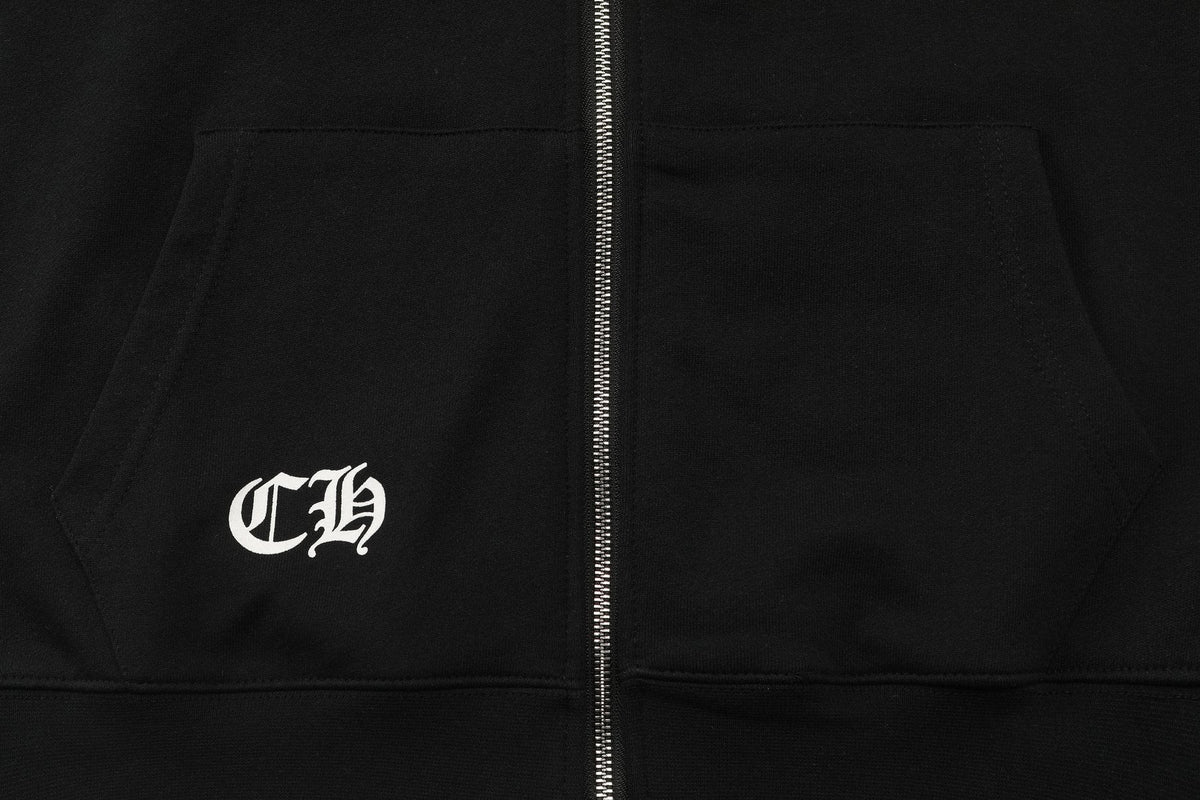 Chrome Hearts Blue Sanskrit Cross Zip Hoodie