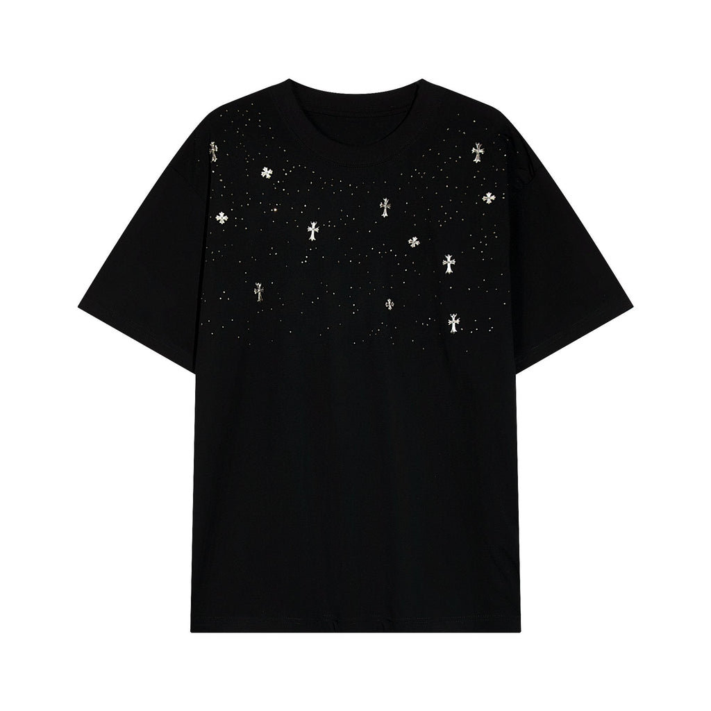 Chrome Hearts Rhinestone Cross Embellished T-Shirt