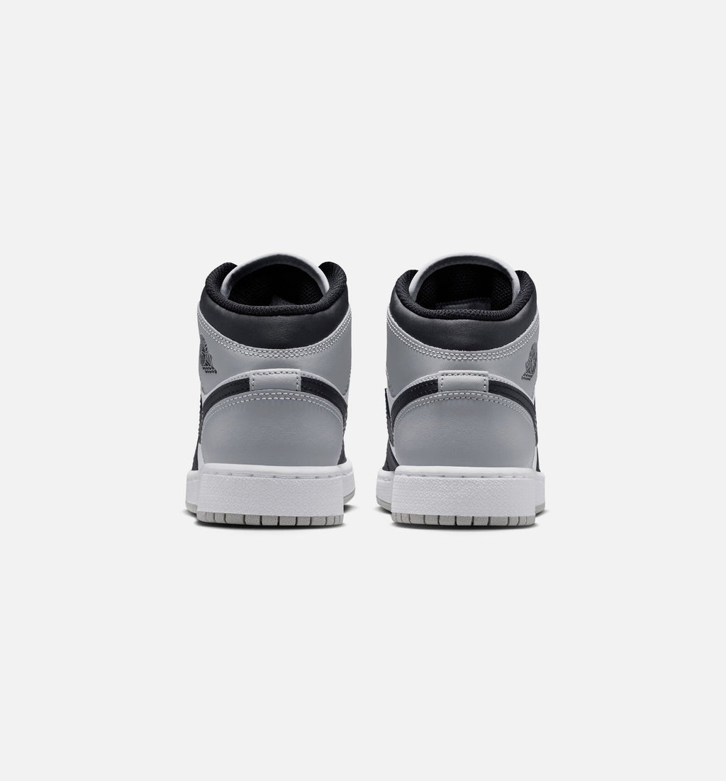 Air Jordan 1 Mid – Grade School Lifestyle Shoe in White/Light Smoke Grey/Black