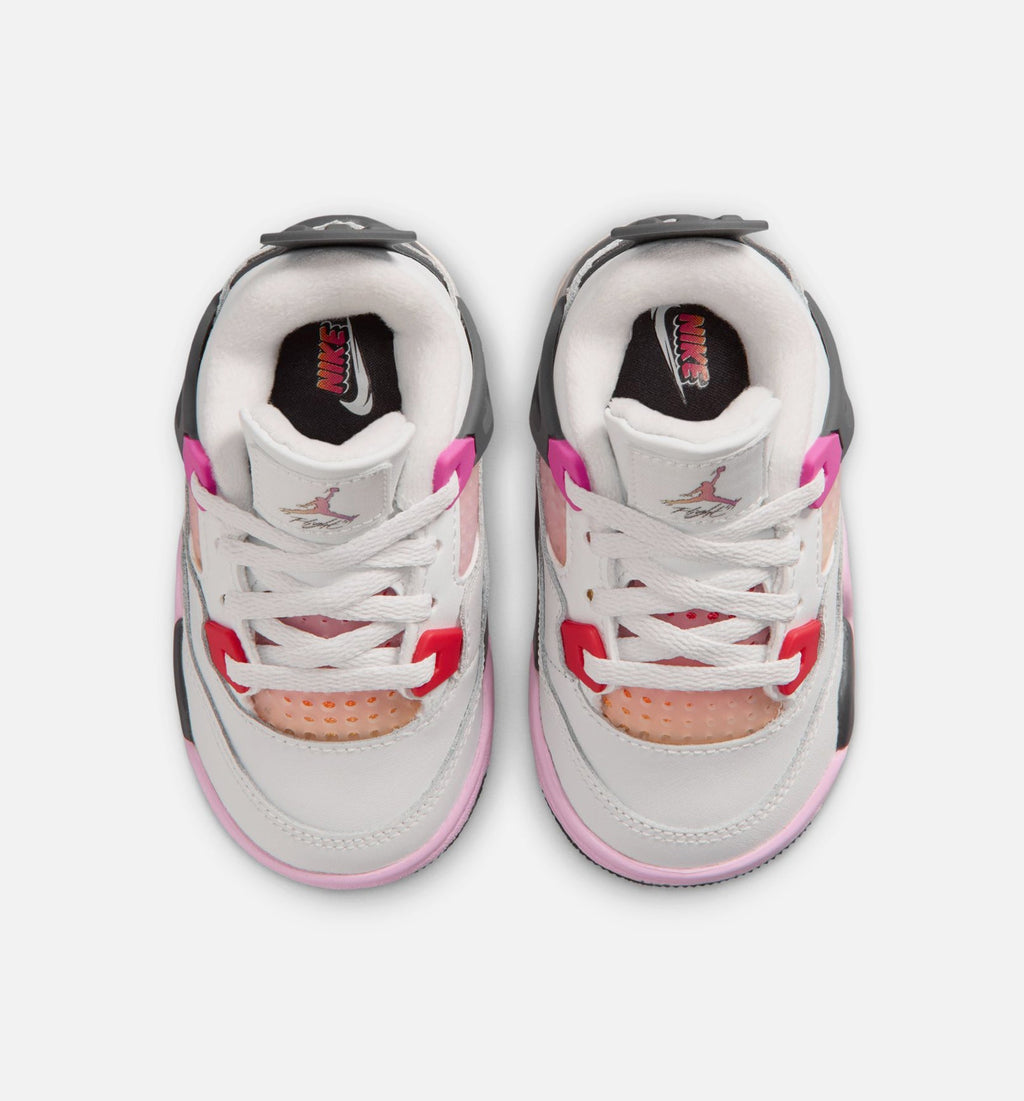 Air Jordan 4 Retro Comic Baby & Toddler Sneakers - White / Pink / Smoke Grey