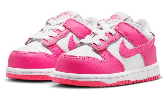 Toddler's Nike Dunk Low White/Laser Fuchsia (FB9107 102)