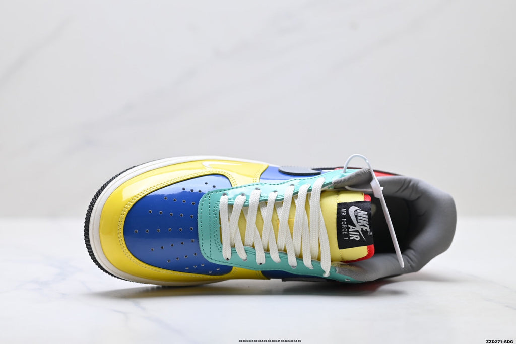 Nike Air Force 1 Low Yellow Blue Green Multicolor Unisex Sneakers Style 07
