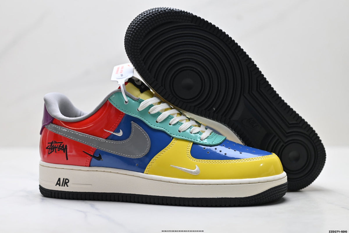 Nike Air Force 1 Low Yellow Blue Green Multicolor Unisex Sneakers Style 07