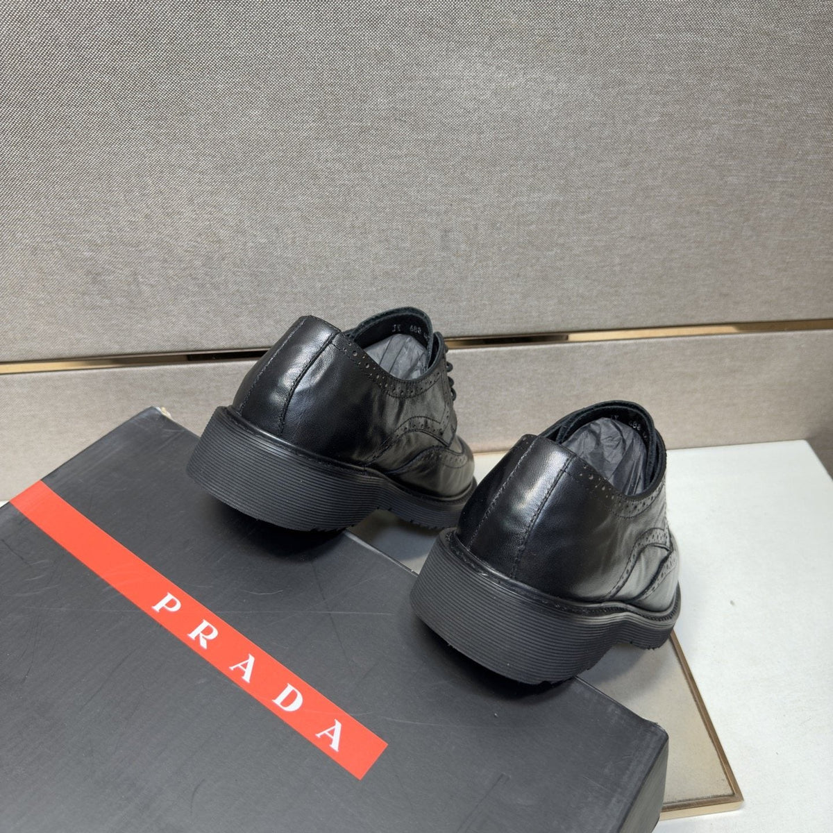 Prada Black Brogue Lace-Up Shoes