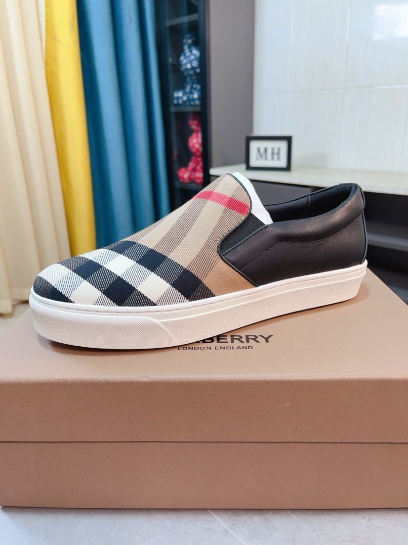 Burberry Beige Check Slip-On Sneakers