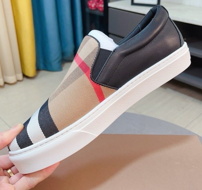 Burberry Beige Check Slip-On Sneakers