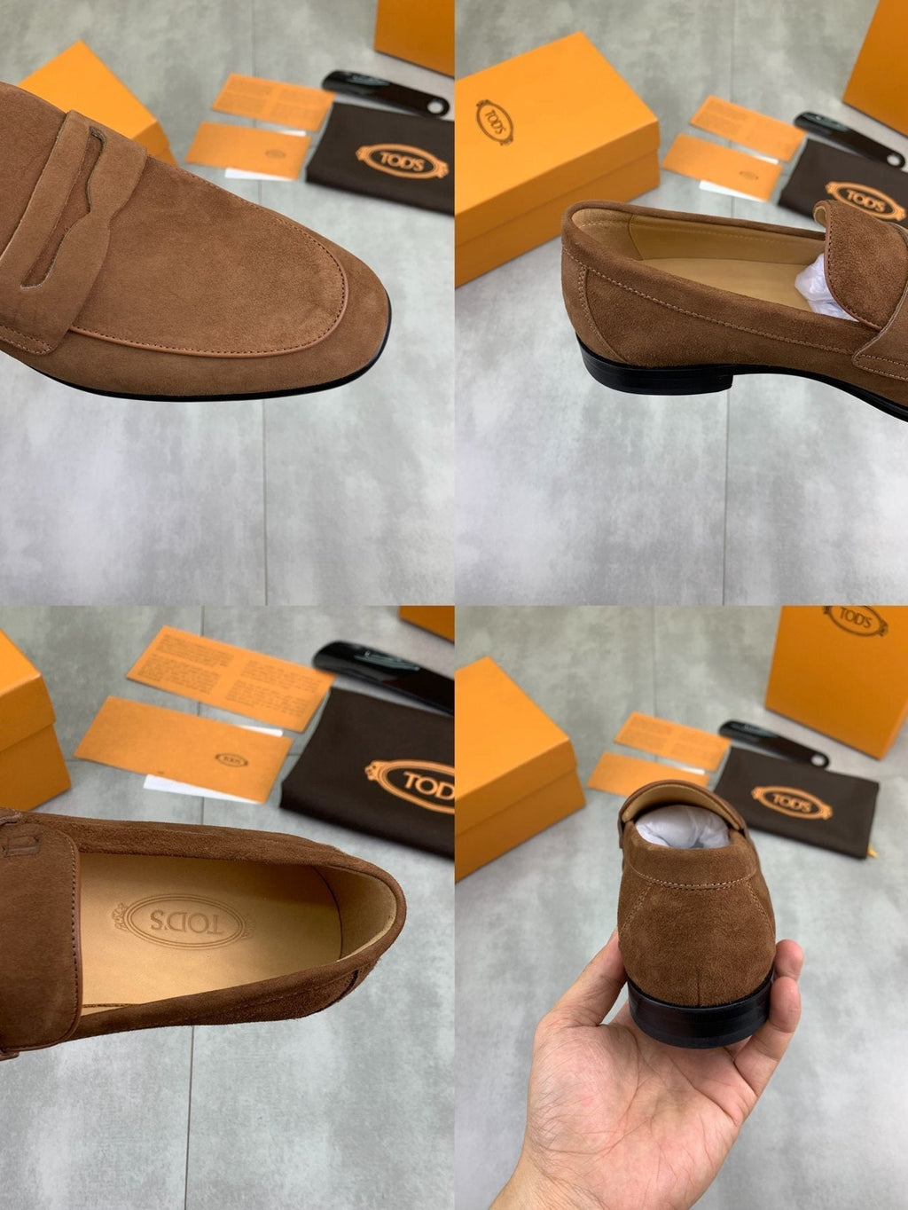 TOD'S Brown Suede-Look Penny Loafers