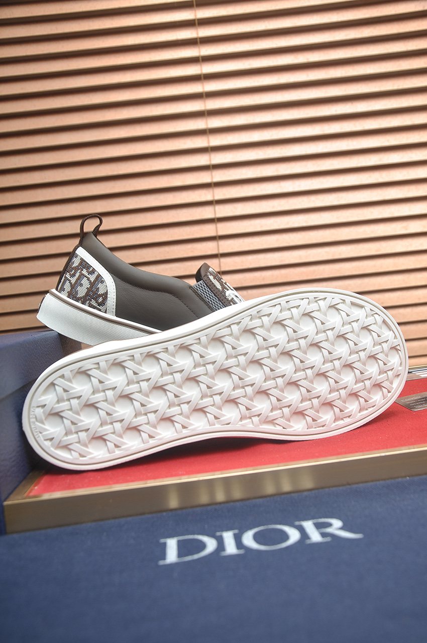 Dior Taupe Patterned Slip-On Sneakers