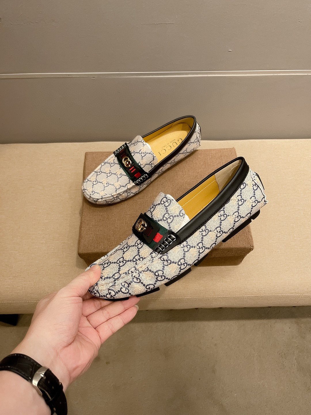Gucci Monogram Stripe Loafers