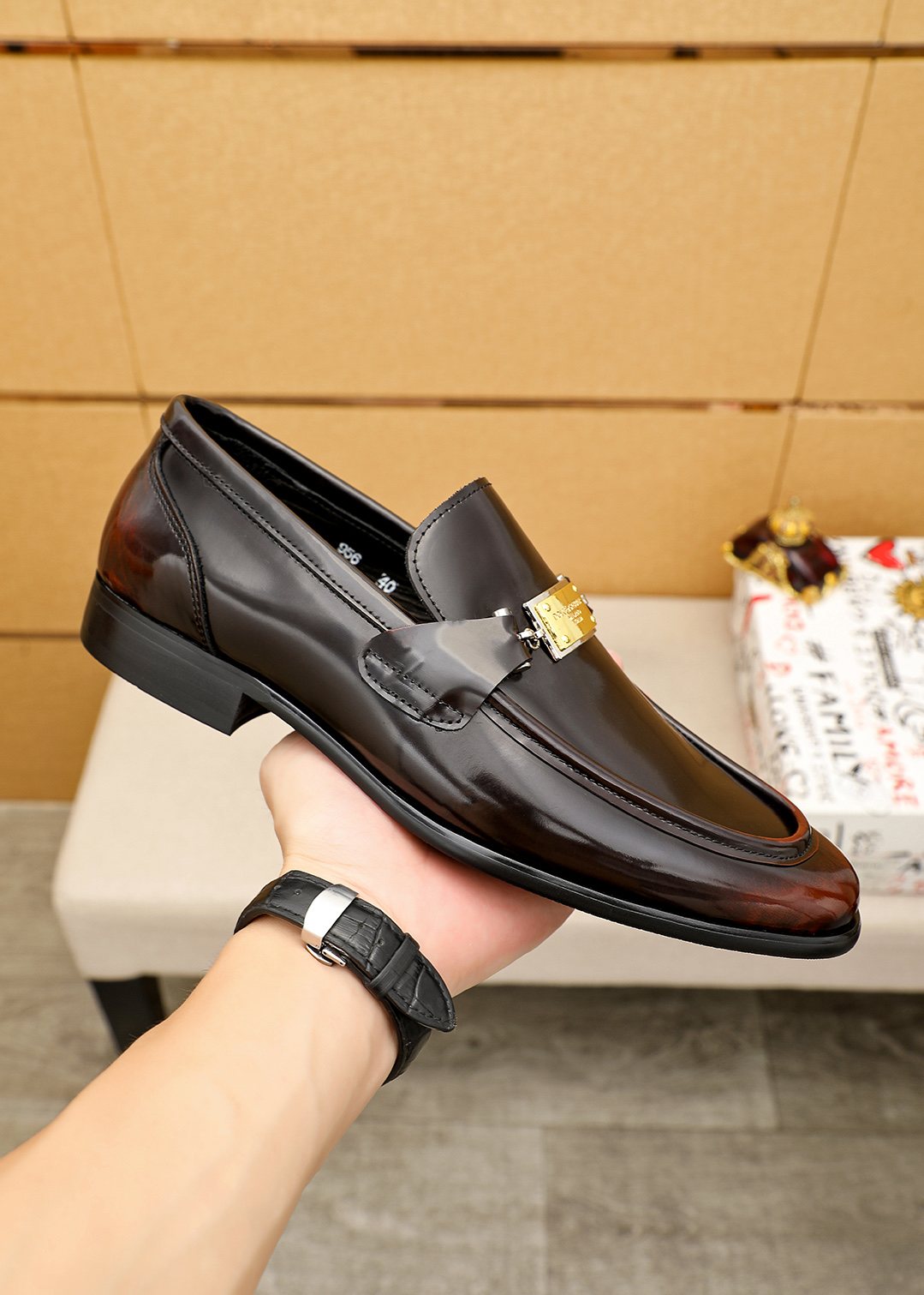 Dolce & Gabbana Dark Brown Buckle Loafers