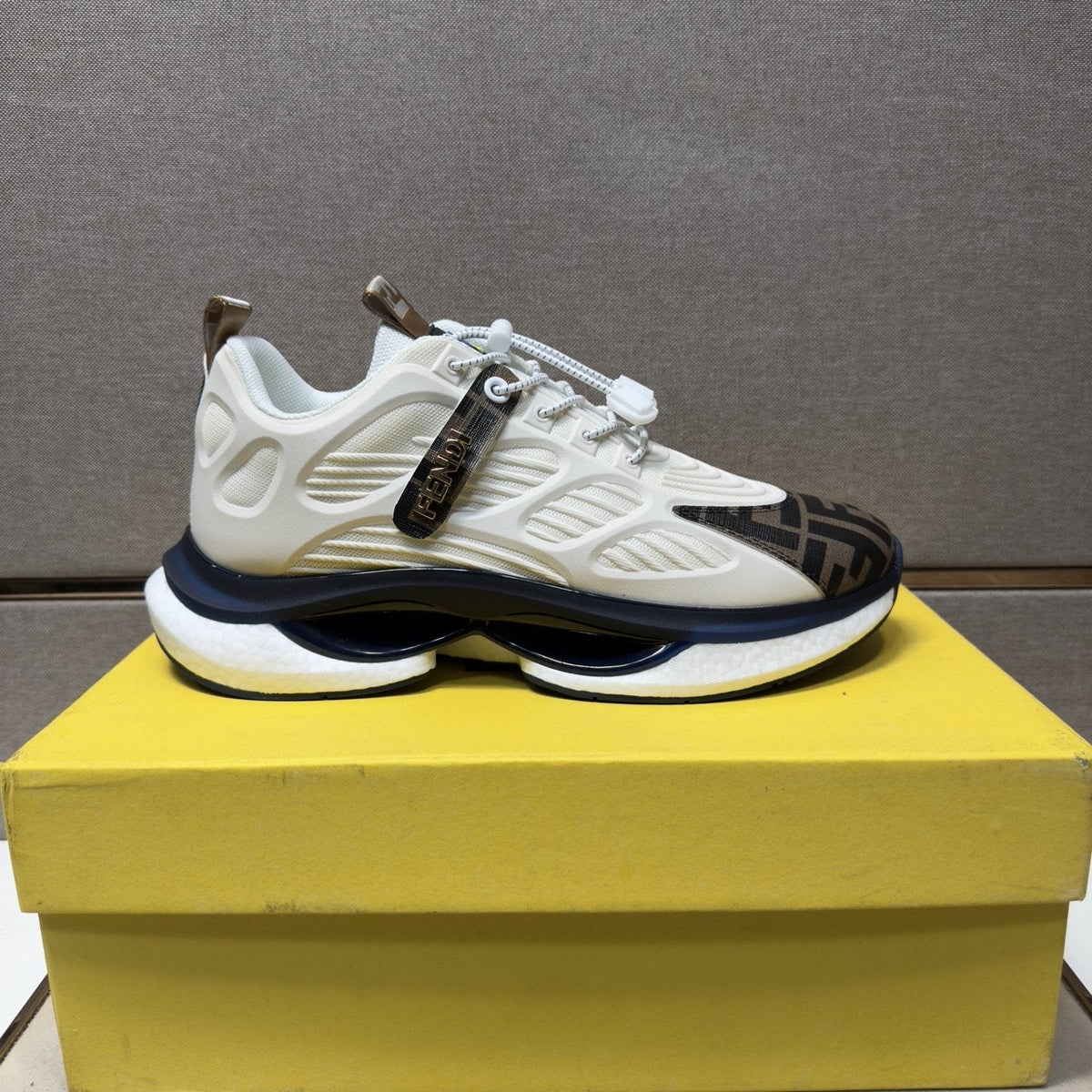 Fendi Men's Patterned Toe Low-Top Sneakers - Mixed-Material Upper With Mesh Lining