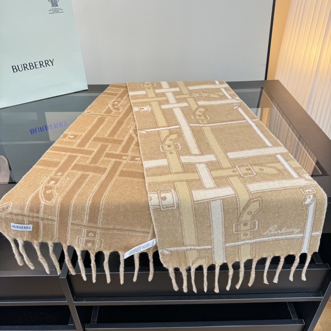 Burberry Reversible Cashmere Fringe Scarf