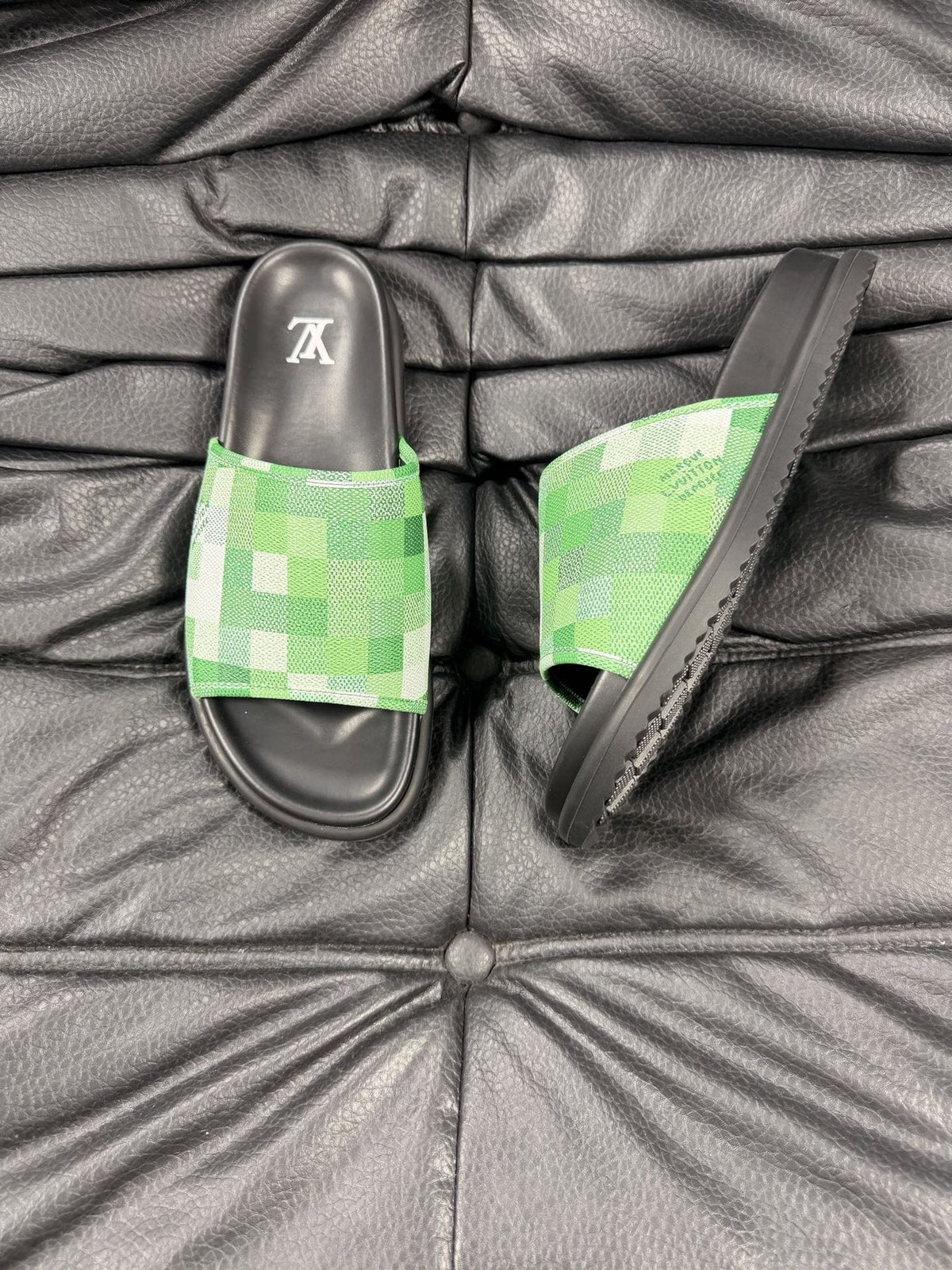 Louis Vuitton Checkerboard Slide Sandals - Single Wide Checkerboard Strap