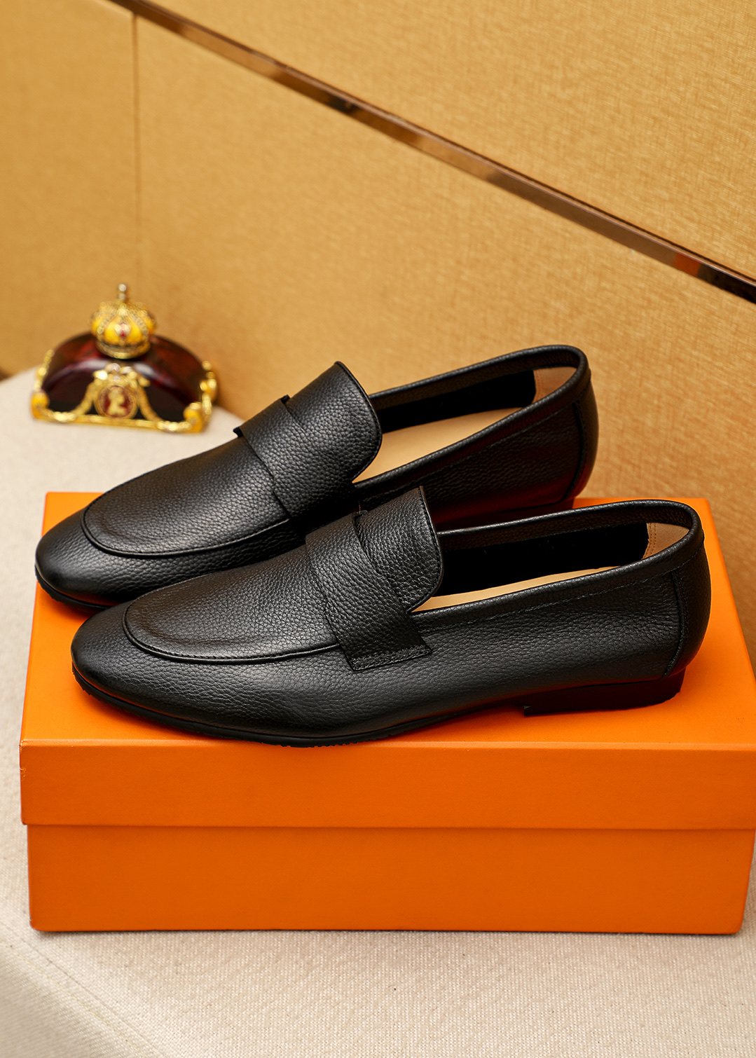 Hermès Pebbled Leather Loafers