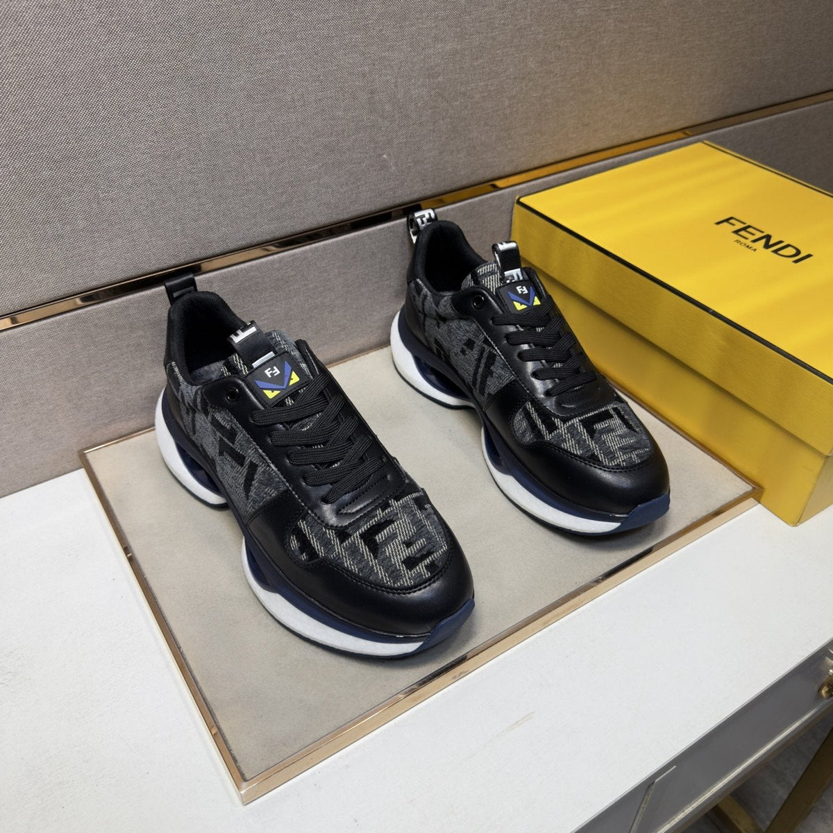 Fendi Men's Patterned Panel Sneakers