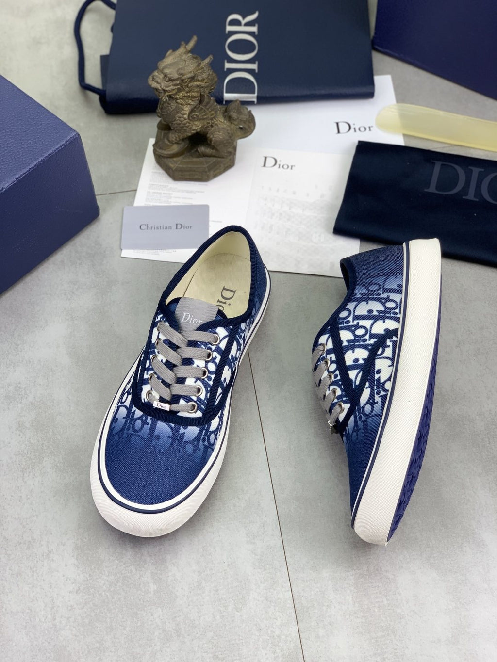 Dior Patterned Low-Top Canvas Sneakers