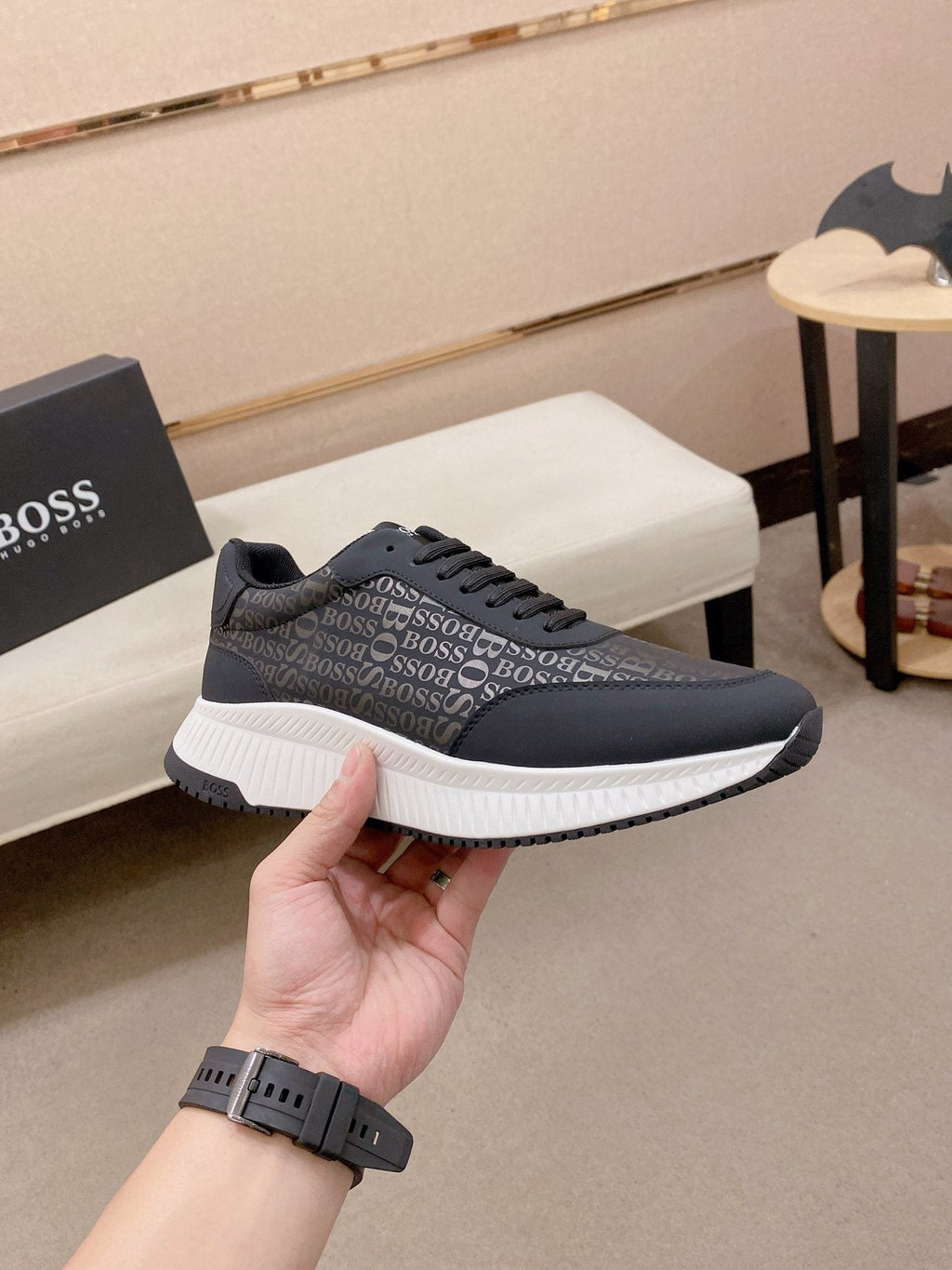 BOSS Men's Textured Low-Top Sneakers