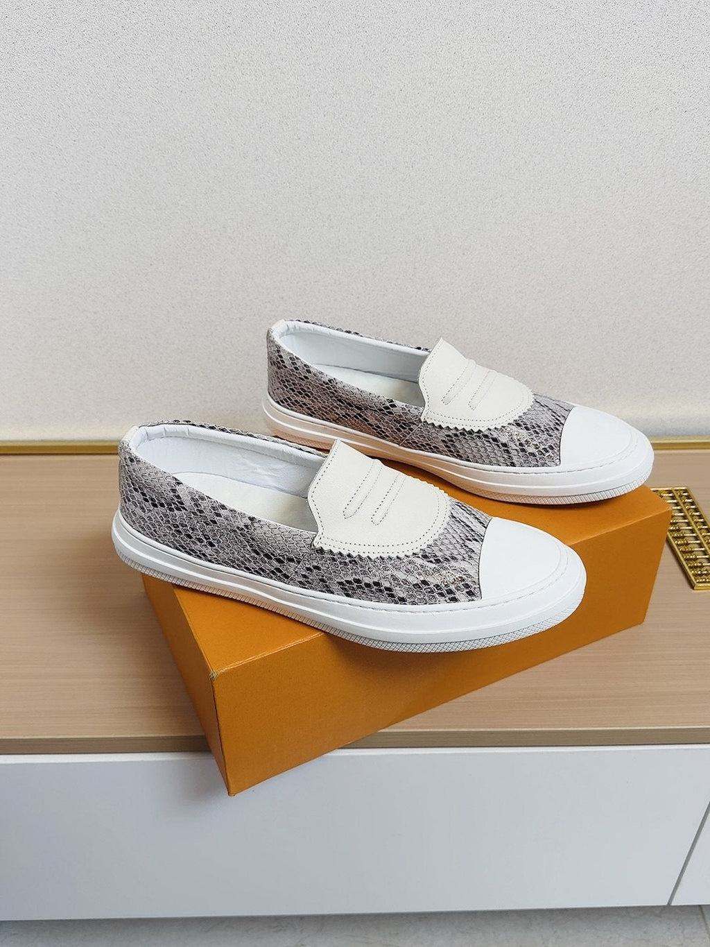 Gucci White-Toe Slip-On Shoes