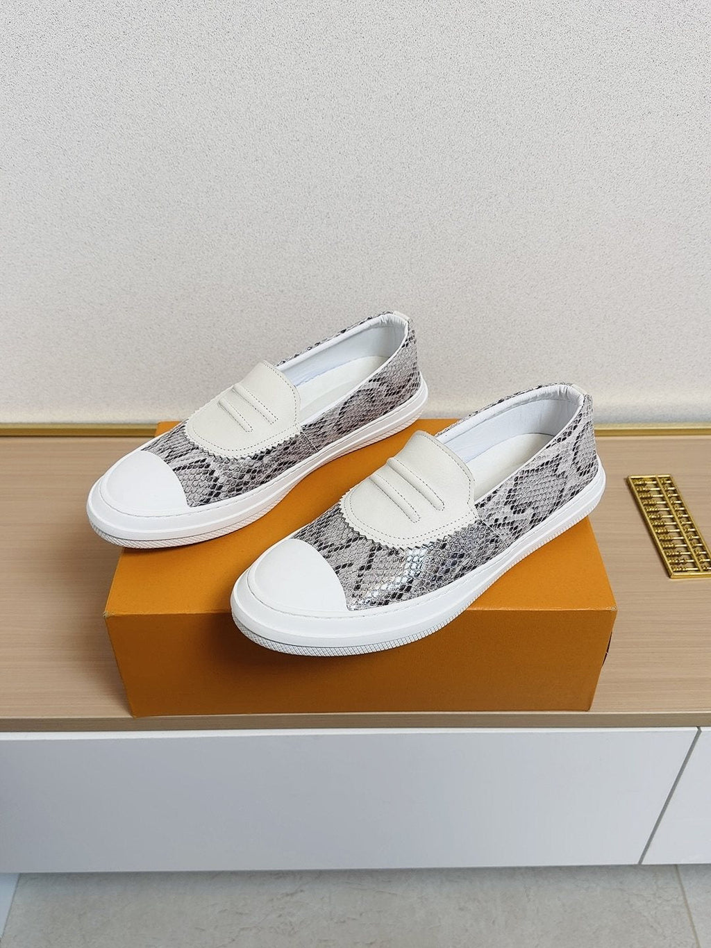 Gucci White-Toe Slip-On Shoes