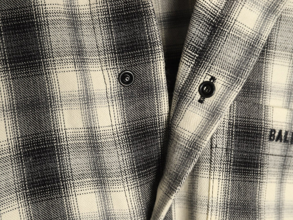 Balenciaga BLCG Embroidered Plaid Long-Sleeve Shirt